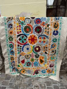 Hand Embroidered Cotton Suzani <b>Quilt</b> <b>Throw</b> 150x225 cm Modern Style Blanket Boho Bedspread Eco-Friendly - Product Image 2