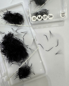 Extensions de cils pré-fabriquées Volume Mega Fans CC/DD/M/L Curl 3D-8D Base étroite Noir Mat Cheveux synthétiques Haute Qualité - Product Image 2