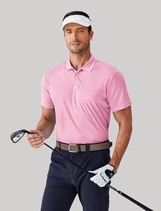 Men's <b>Pink</b> Short Sleeve Cotton <b>Polo</b> <b>Shirt</b> Regular Fit Casual Solid Color Pique Knitted Breathable Design - Product Image 4