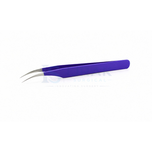Pinzas Profesionales para Pestañas con Punta Curva Morada, Acero Inoxidable, para Extensiones de Pestañas de Volumen, Aplicación de Precisión y Salón de Belleza - Product Image 1