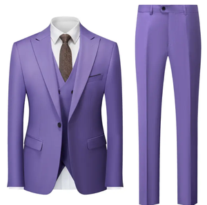 Costume d'affaires bordeaux pour homme, simple boutonnage, col à revers, mélange de laine, infroissable, coupe classique, style britannique - Product Image 4