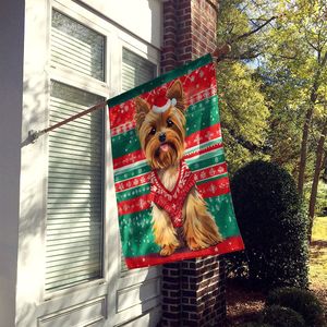Yorkshire Terrier Yorkie Navidad grande poliéster casa bandera Multicolor porche manga poste decorativo patio Banner arte pared - Product Image 2
