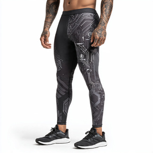 Base Layer Breathable Compression Leggings Men's Workout Fitness Sublimation Elastic Waist Gym Wear Tight Pants Quick Dry - Product Image 3