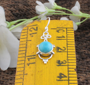 Pendientes de Turquesa Natural, Plata de Ley 925, Pendientes Colgantes Vintage, Piedra Azul Genuina, Joyería Étnica, Fabricante Mayorista - Product Image 6