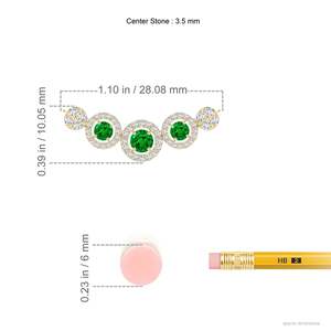14K <b>Solid</b> <b>Gold</b> Natural Round Emerald Diamond Halo <b>Pendant</b> Necklace Fine Jewellery May Birthstone Anniversary Wedding - Product Image 4
