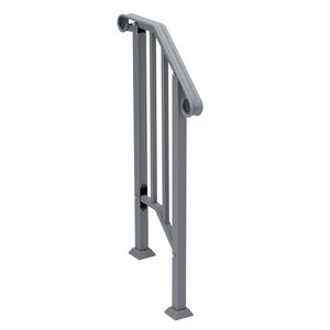 Corrimano per esterni in ferro a 1 gradino, colore argento, con kit di installazione - Product Image 2