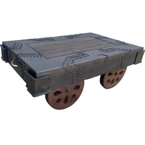 โต๊ะกาแฟเหล็กและไม้แบบยึดได้ไม้เนื้อแข็งและเหล็กรีไซเคิลสำหรับเฟอร์นิเจอร์ห้องนั่งเล่นในบ้าน - Product Image 1