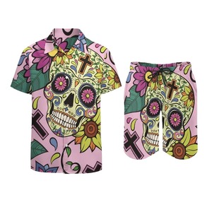 Ensemble de vêtements de plage hawaïen pour hommes, chemise à fleurs à manches courtes ample et short décontracté, ensemble deux pièces pour hommes, chemises de plage - Product Image 3