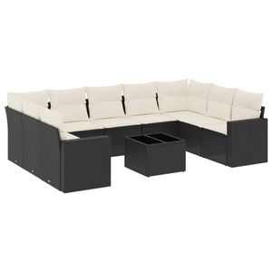 Ensemble de canapés de jardin en rotin PE noir avec pieds réglables, design en forme de L et caractéristiques légères et élégantes - Product Image 2