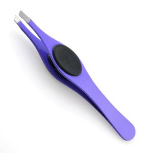 KOUNAIN เครื่องมือความงามมืออาชีพเคล็ดลับเอียงแหนบคิ้วสแตนเลสสีม่วงคิ้วหยิบซิลิโคนจับเอียง - Product Image 1