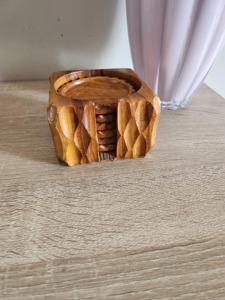 Sous-verre en bois à découper, design décoratif pour table, article de vaisselle en bois, sous-verre à thé fait maison - Product Image 6