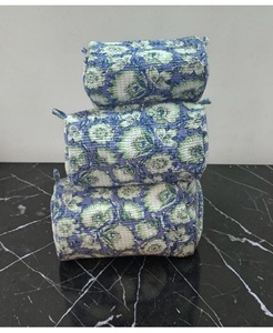 Decorative Bohemian Textile Cosmetic Bag Medium Size Geometric Print Makeup Organizer with Secure Zipper Closure for Travel Use - Product Image 1