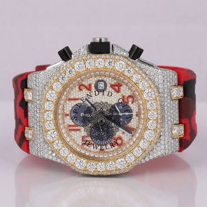 Luxury Men's Stainless Steel Diamond Encrusted Rectangle Mechanical Watch 44mm Analog <b>Chronograph</b> Sapphire Crystal Blue Band - Product Image 6