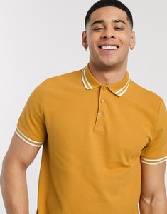 Polo en coton uni à manches courtes pour homme avec col boutonné, style décontracté, coupe classique, jaune - Product Image 3