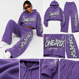 Conjunto Deportivo Unisex ONE APEX Borgoña, Sudadera con Capucha Extra Grande de Felpa, Pantalones Anchos de Algodón Grueso, Ropa Deportiva Premium de Alta Gama - Product Image 4