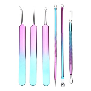 Professional 6 Piece Stainless Steel Acne Extractor Kit Blackhead Whitehead Removal <b>Tools</b> for Facial Pore Care OEM - Product Image 1