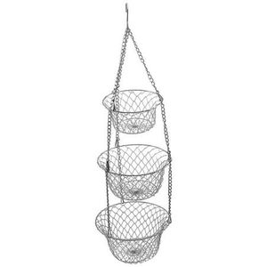 Metal Wire Hanging <b>Storage</b> <b>Basket</b> Bowl Shape With Handles For Fruit Holder Rustic Style Food <b>Storage</b> <b>Baskets</b> - Product Image 3