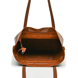 Sac fourre-tout en cuir véritable pour femme, grande capacité, sac à main à bandoulière, sac de travail en cuir véritable, logo personnalisé - Product Image 5