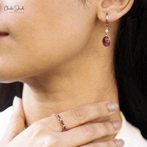 Pendientes Colgantes de Turmalina Rosa Natural de Calidad Premium de 5.03CTW con Cierre de Seguridad, Pendientes de Oro Sólido de 14k con Diamantes, Venta al por Mayor - Product Image 6