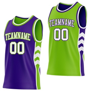 Camiseta de Baloncesto Sublimada Personalizada con Nombre de Equipo 00, Morado y Verde, Malla sin Mangas, Unisex, Ropa Deportiva para Adultos - Product Image 1