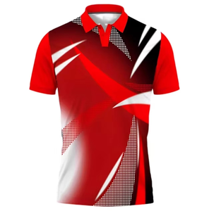 Men's Red Geometric <b>Pattern</b> Short Sleeve Polo Shirt Quick Dry Sporty <b>Knitted</b> Polyester Regular Fit - Product Image 1