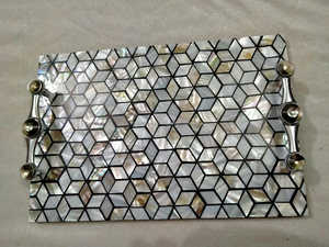 Auténtica Bandeja de Servir Hecha a Mano por Artesanos con Incrustaciones de Nácar Indio, Artesanía de Calidad de Exportación, Arte Indio - Product Image 6