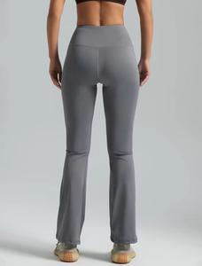 High Waist <b>Flared</b> <b>Leggings</b> Spandex Breathable Solid Color Full Length Stretchy Knitted Women's All Seasons Sporty Pants - Product Image 6