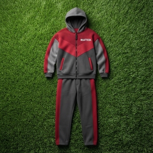 Ensemble de survêtement pour homme, noir et gris, avec sweat à capuche zippé et pantalon large, ensemble assorti bicolore, tenue streetwear décontractée à capuche - Product Image 6