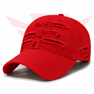 Gorra de Béisbol Masculina de 6 Paneles, Diseño Desgastado y Roto, 100% Poliéster, Estilo Vintage, Bordado 3D, Hebilla Dorada de Cobre, Ajustable en la Parte Trasera - Product Image 4