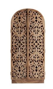 Armario de Lujo Hecho a Mano con Madera Sólida, Arqueado, de 2 Puertas, con Tallado Ornamental de Hojas Botánicas, en Roble Miel - Product Image 6