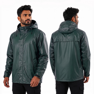 Veste imperméable légère à fermeture éclair intégrale pour homme, coupe-vent d'extérieur, logo personnalisé, veste de sport en polyester pour homme - Product Image 4
