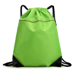 Drawstring Backpack Promotional <b>Bags</b> Black Polyester Zip Pocket Sport Gym Swim <b>Bag</b> with Pull <b>String</b> for Men and Women - Product Image 1