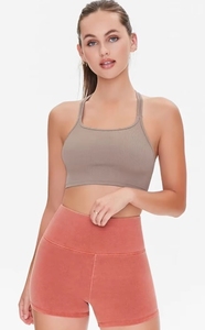 Conjunto Deportivo de Punto para Mujer, Top Corto y Pantalones Cortos por Encima de la Rodilla, Color Sólido, Transpirable, para Gimnasio, Yoga - Product Image 6