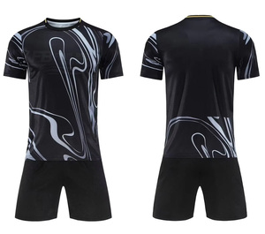 Men's Black Sublimated Soccer Jersey Set Short Sleeve Moisture Wicking Breathable Athletic Fit Customizable All Seasons 100% - Product Image 1