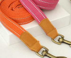 Laisse pour chien en sangle de coton avec étiquette en cuir pour identification, laisse pour chien personnalisée, laisse pour chien durable, laisse souple pour animal de compagnie - Product Image 2