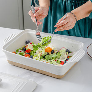 Plat à four rectangulaire extra large en verre/céramique de qualité professionnelle, résistant au four et au lave-vaisselle, empilable - Product Image 4