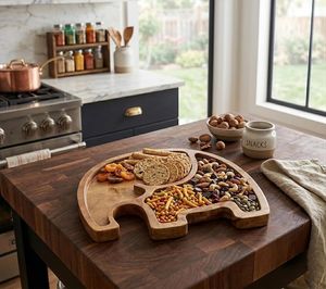Unique Elephant Shape Acacia Wood <b>Centrepiece</b> Dishe & Plat Decorative Home Accent Tray for <b>Dining</b> <b>Table</b> Coffee <b>Table</b> Decoration - Product Image 2