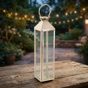 Farol de Acero Inoxidable y Vidrio, Moderno Portavelas Colgante, Elegante Decoración para Jardín, Patio y Hogar, Iluminación Ambiental - Product Image 2