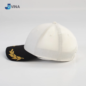 Black 6-Panel Baseball <b>Cap</b> with 3D Gold Leaf Embroidery and Button on Brim Unisex Mesh Fitted <b>Hat</b> Casual Spring Summer Style - Product Image 2