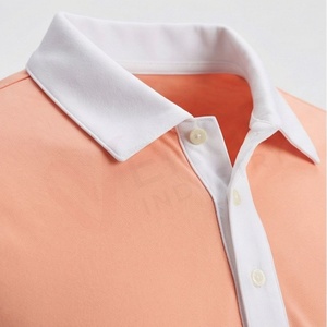 เสื้อโปโลชาย แขนสั้น สีขาวและสีพีช ดีไซน์เรียบง่าย สวมใส่สบาย ทรงปกติ - Product Image 4