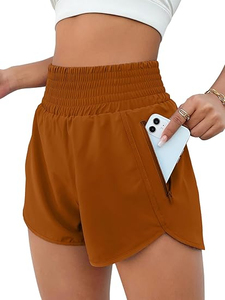Shorts de sport pour femmes à taille haute, couleur unie, tricotés, séchage rapide, avec poches, vert turquoise, shorts de sport athlétiques - Product Image 6