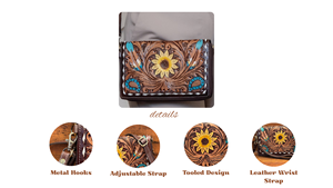 กระเป๋าสตางค์หนังแท้ใหม่ล่าสุดสำหรับผู้หญิงกระเป๋าหนังแบบตะวันตกทาสีด้วยมือ - Product Image 3