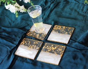 Resin Coaster Collection Stylish Drink Mats Elegant <b>Table</b> <b>Protectors</b> Durable Premium Dining Surface Accessories - Product Image 6