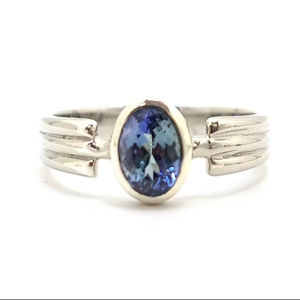 Anillo de Plata con Tanzanita Natural, Anillo de Piedra de Nacimiento de Diciembre, Regalo de Cumpleaños, Aniversario, para Damas de Honor, Anillo Unisex - Product Image 1