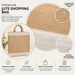 Premium <b>Jute</b> <b>Shopping</b> Tote <b>Bag</b> with cotton rope Handles Eco Friendly Reusable Grocery Retail Promotional Gift Carry <b>Bag</b> - Product Image 6