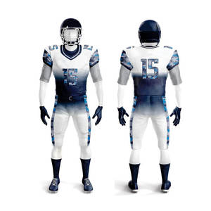 Ensemble de maillot de football américain unisexe imprimé par transfert thermique 100% coton, taille plus, couleur dégradée, col en V, manches courtes - Product Image 1
