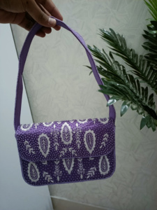 New Unisex Trendy Rectangle Handbag Single Shoulder Casual <b>Large</b> Capacity Striped Embroidery <b>Beads</b> Crystal Rhinestone Multicolor - Product Image 4