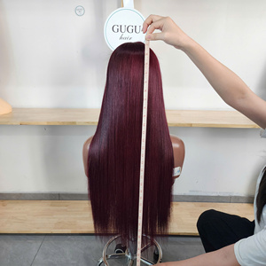 Cabello Humano Virgen Vietnamita Rojo Borgoña 99J #   Peluca Full HD con Encaje Transparente para Mujeres Negras - Product Image 4