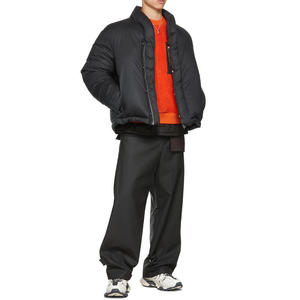 Veste d'hiver légère en duvet de canard noir à col en V de haute qualité OEM, style kimono, avec fermeture éclair, pour homme - Product Image 3