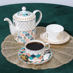 Sophisticated Marble Finish <b>Tea</b> <b>Set</b> With Premium Porcelain Material Elegant <b>Tea</b> Cups Stylish Teapot Decorative Tray - Product Image 6